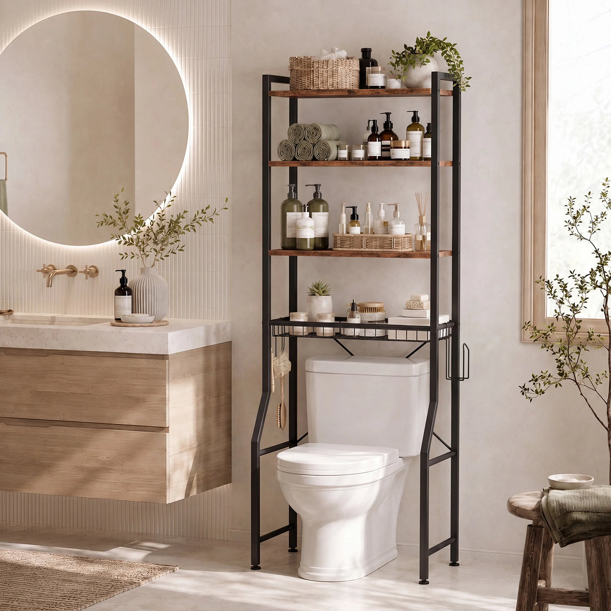 4-Tier Over Toilet Organizer Shelf