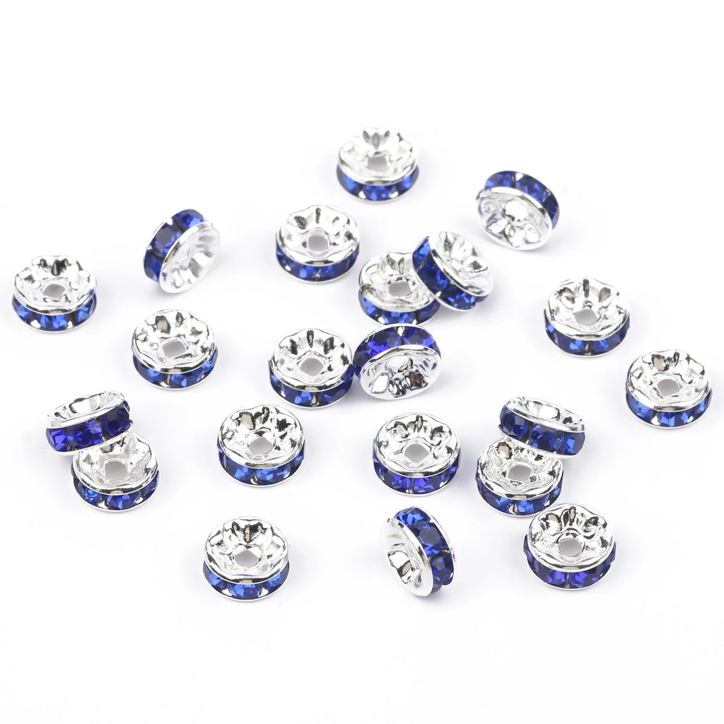 50pc/Lot 6mm 8mm 10mm AB Color  Rhinestone Ball Shape Loose Beads Metal Crystal Beads for Jewelry Making DIY Accessories