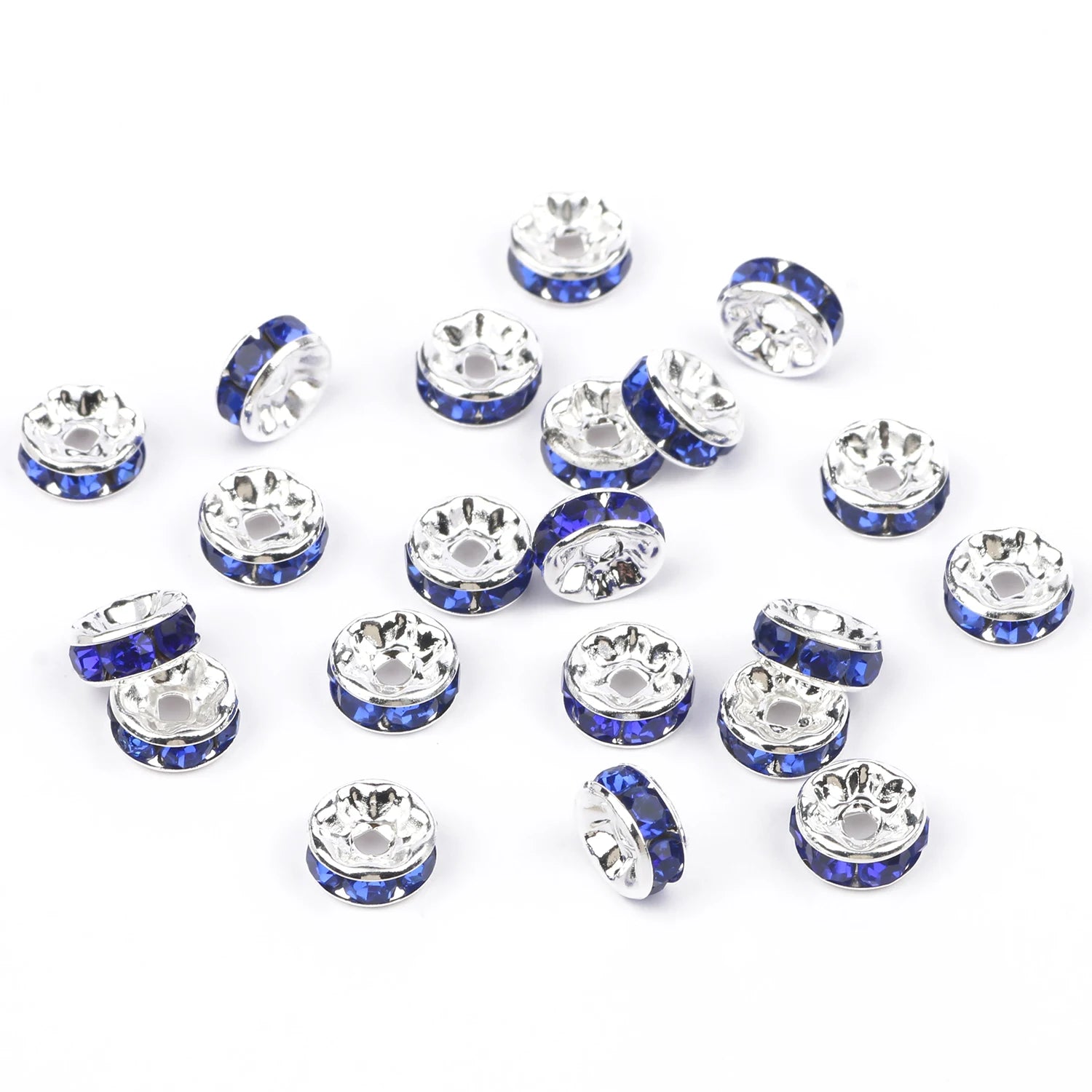 50pc/Lot 6mm 8mm 10mm AB Color  Rhinestone Ball Shape Loose Beads Metal Crystal Beads for Jewelry Making DIY Accessories
