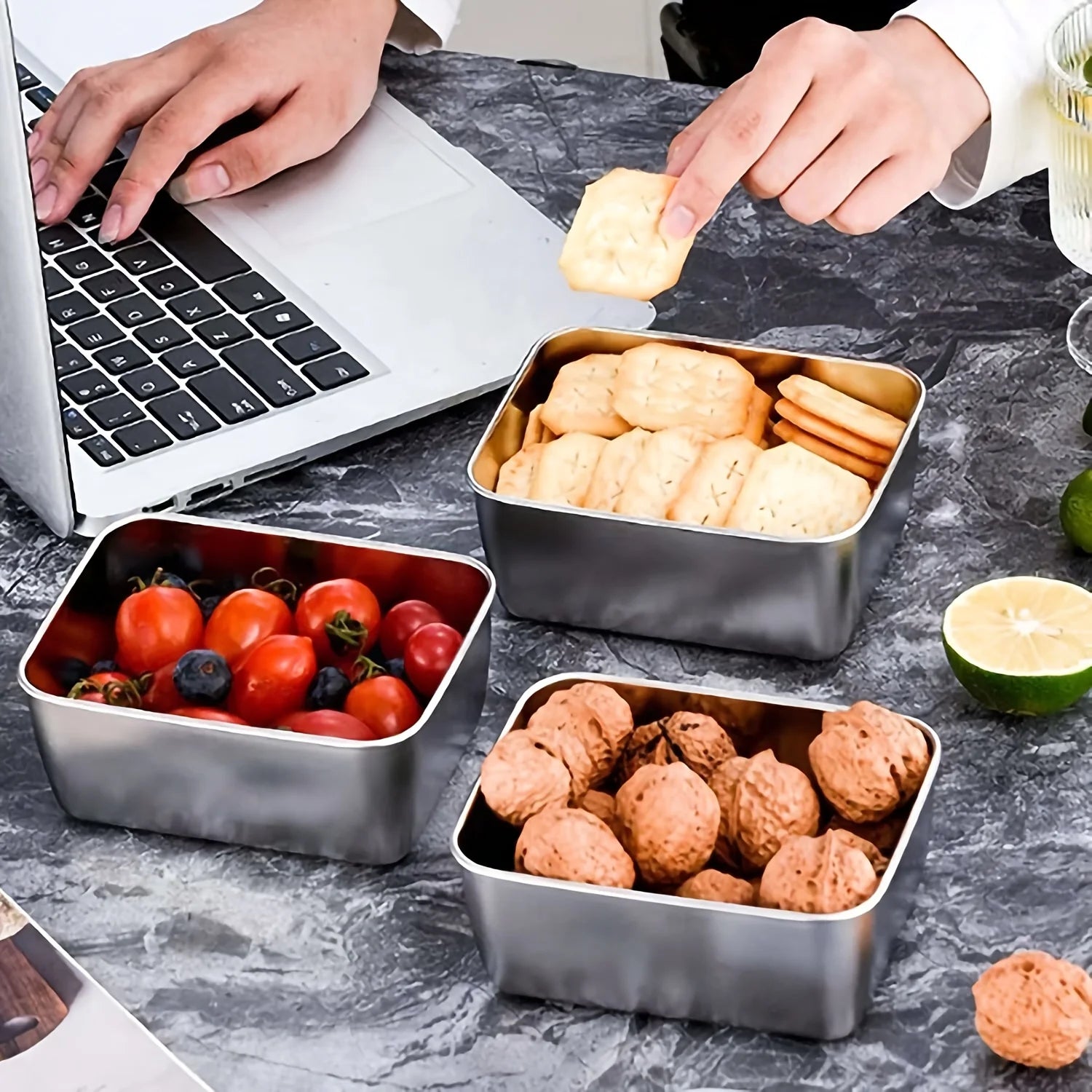 Stainless Steel Food Storage Pans  With Lids