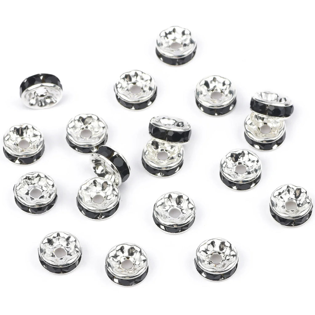 50pc/Lot 6mm 8mm 10mm AB Color  Rhinestone Ball Shape Loose Beads Metal Crystal Beads for Jewelry Making DIY Accessories