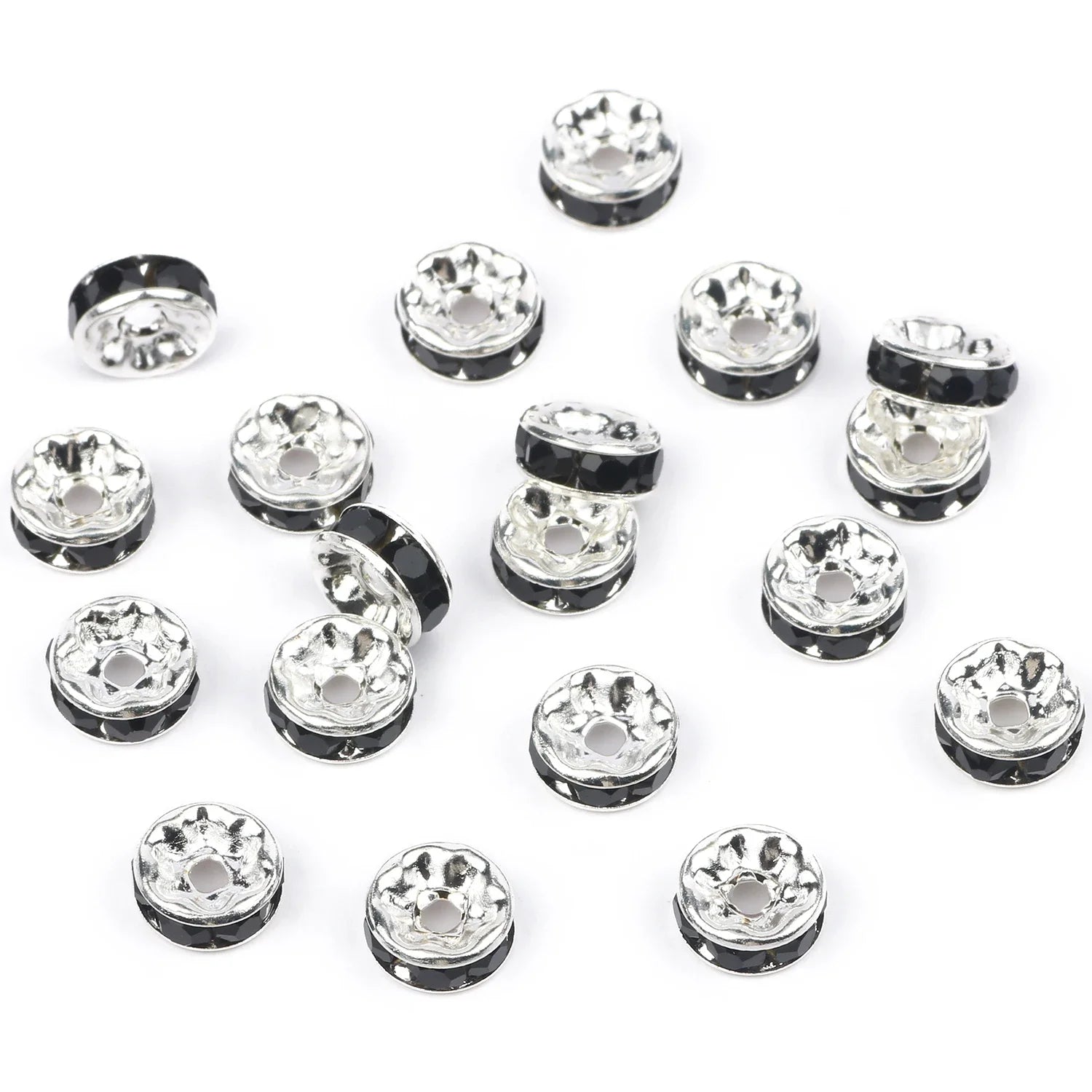 50pc/Lot 6mm 8mm 10mm AB Color  Rhinestone Ball Shape Loose Beads Metal Crystal Beads for Jewelry Making DIY Accessories