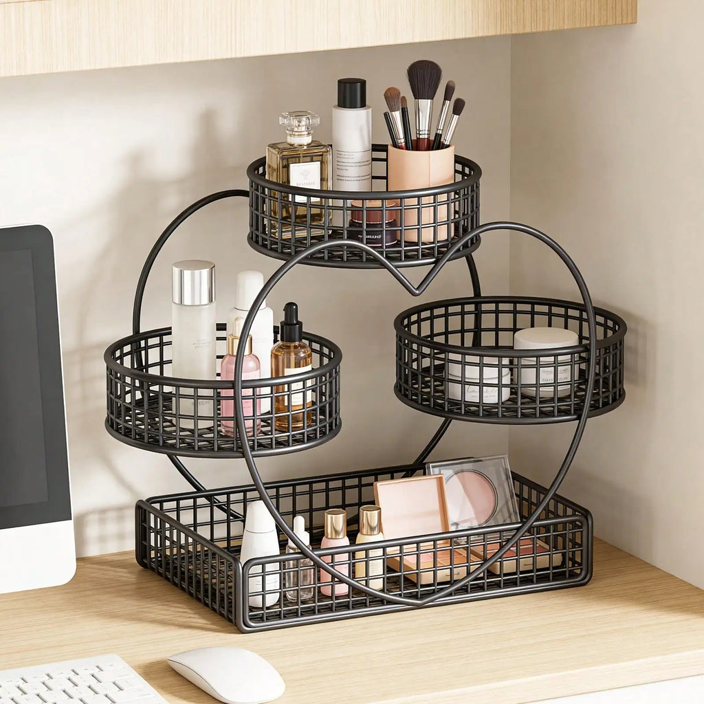 3 Tier Heart Shape Metal Makeup Organizer