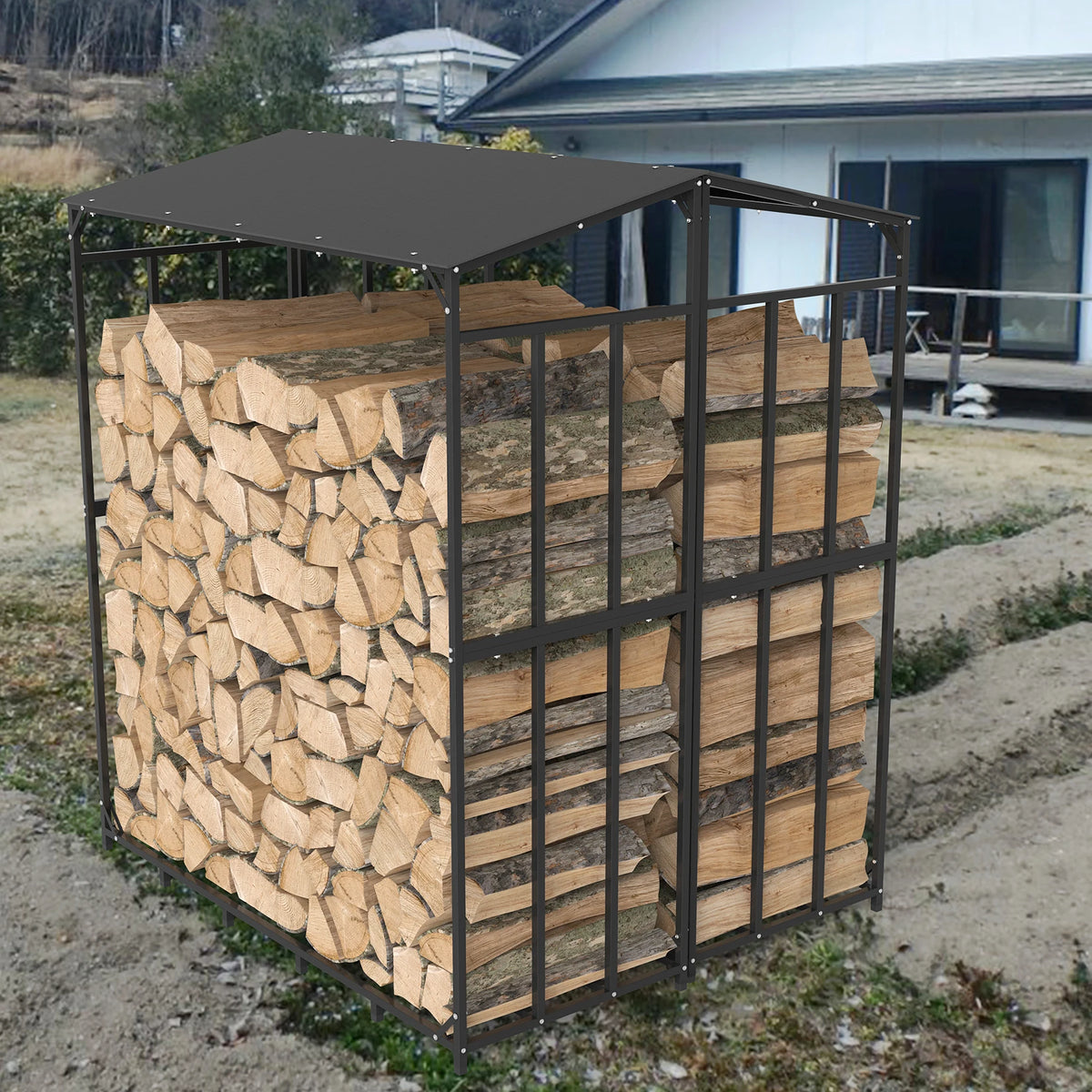 Outdoor Firewood Rack with Cover