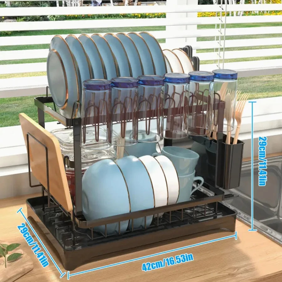 2-Tier Dish Racks with Drainboard