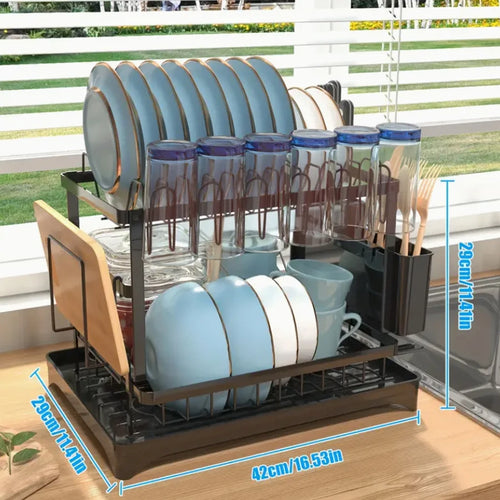 2-Tier Dish Racks with Drainboard