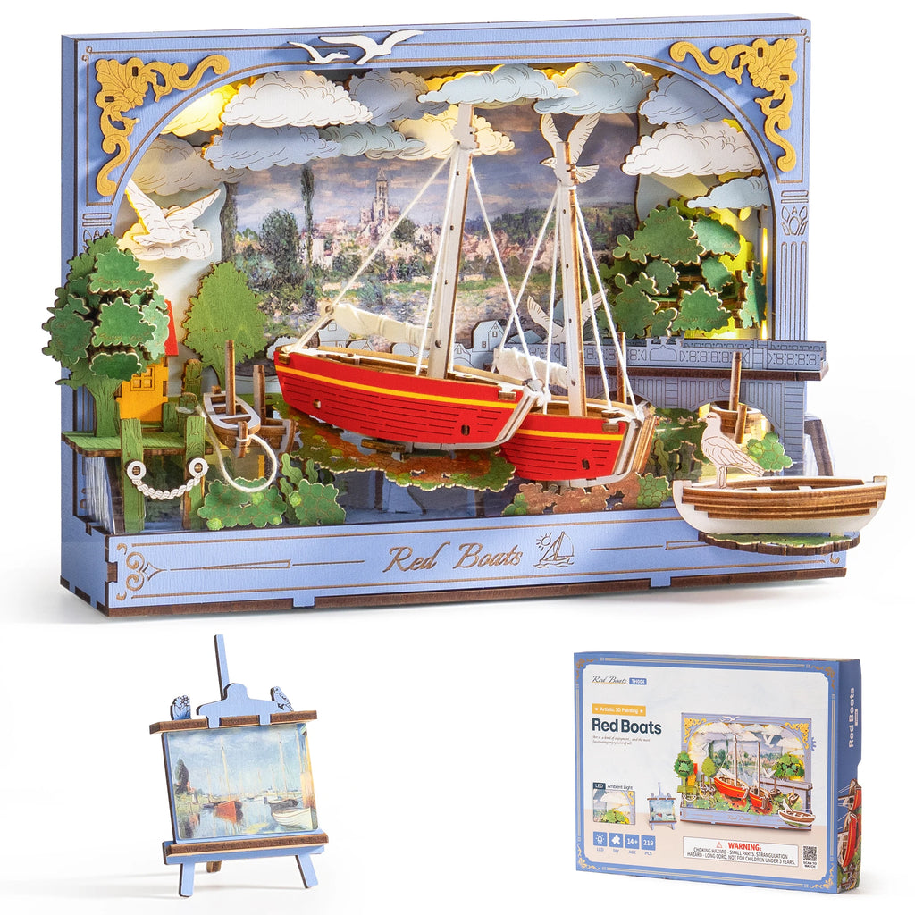 Red Boats Wooden 3D Puzzle