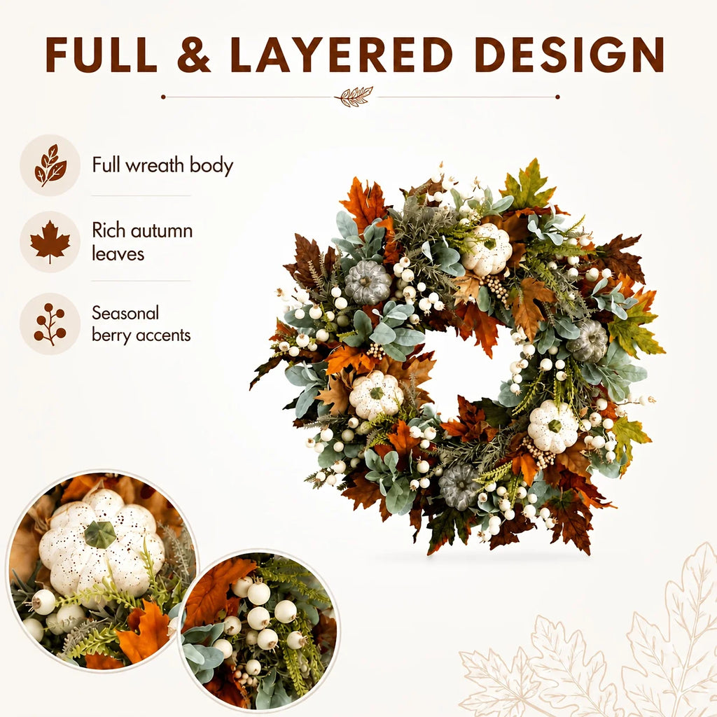 Rustic Peony And Pumpkin Wreath
