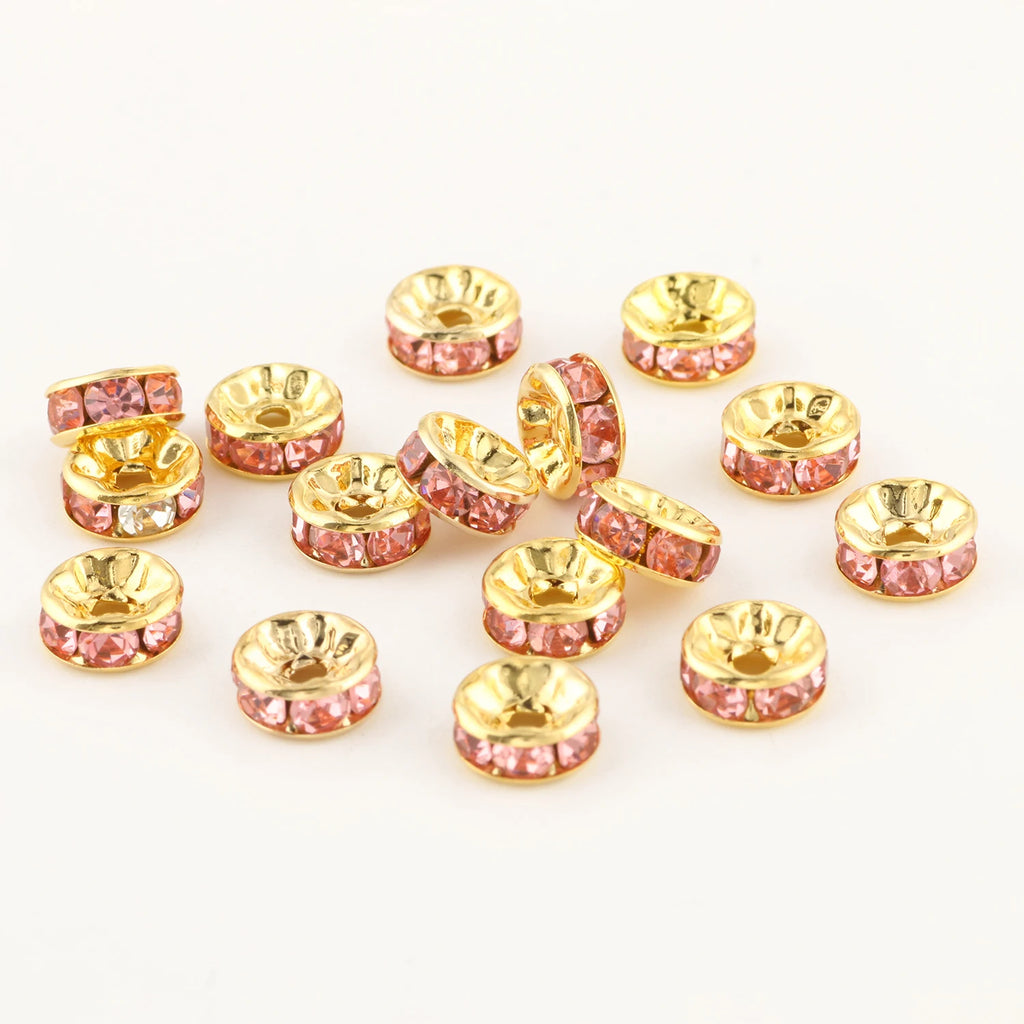 50pc/Lot 6mm 8mm 10mm AB Color  Rhinestone Ball Shape Loose Beads Metal Crystal Beads for Jewelry Making DIY Accessories