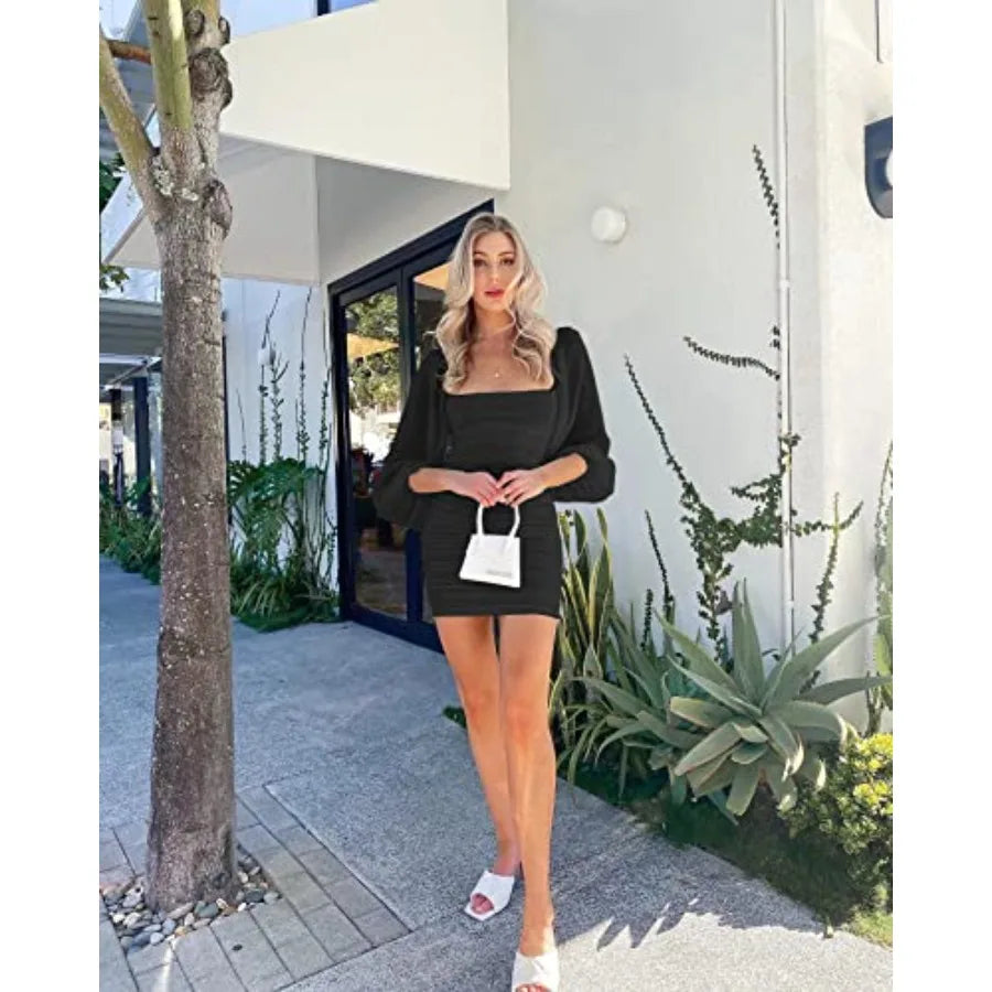 Long Sleeve Party Cocktail  Mini Dress