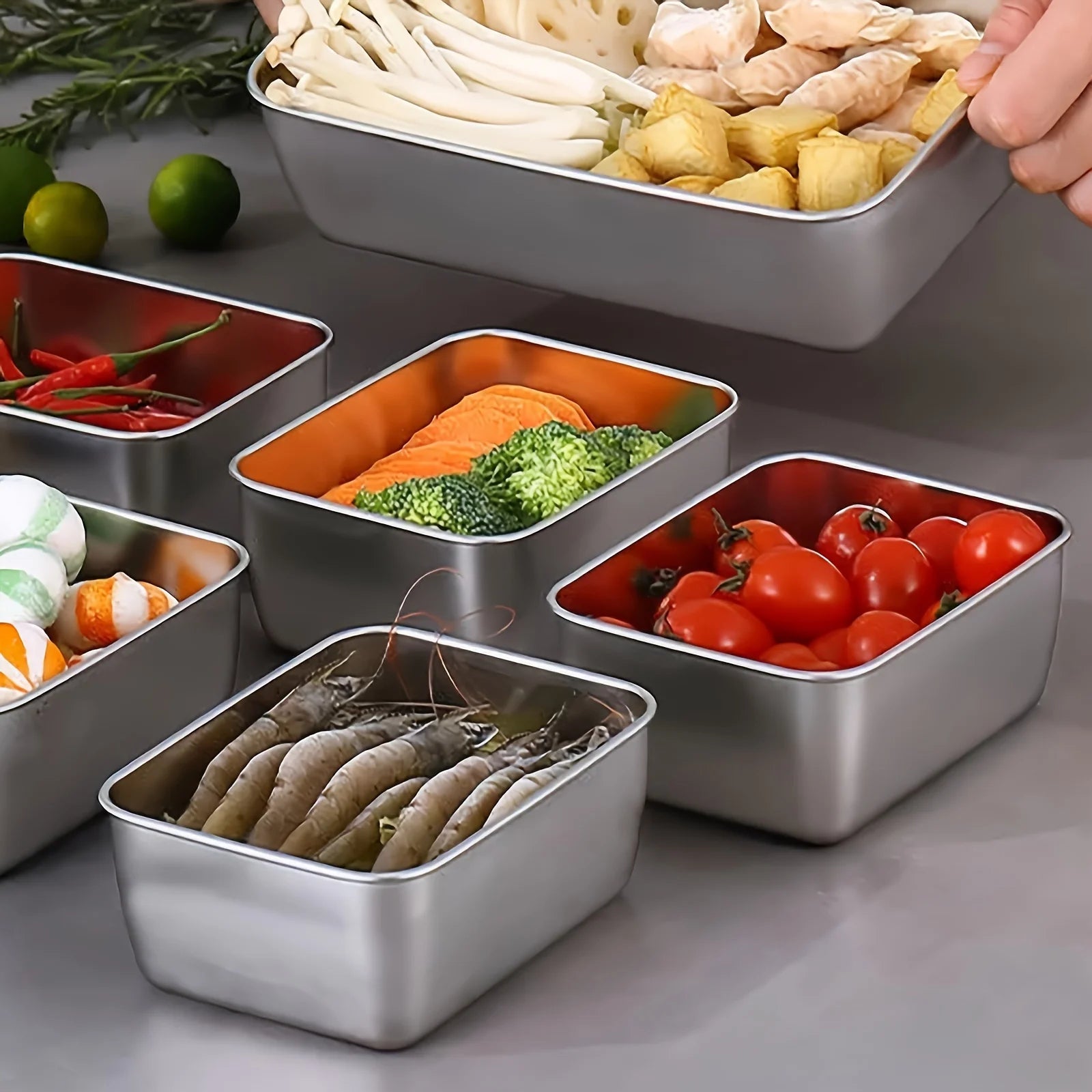 Stainless Steel Food Storage Pans  With Lids
