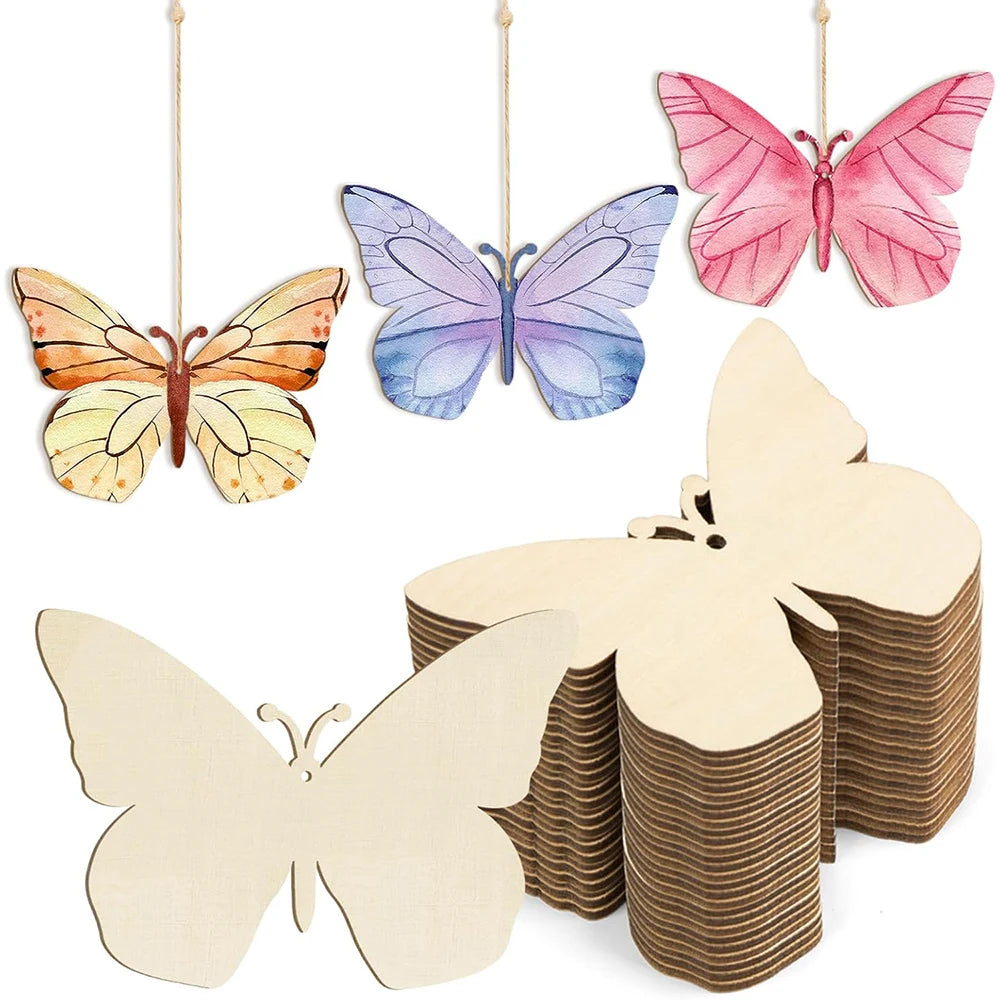 Unfinished Wooden Flower Ornaments