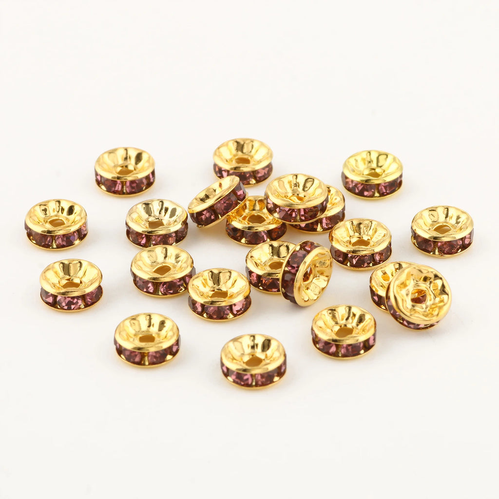 50pc/Lot 6mm 8mm 10mm AB Color  Rhinestone Ball Shape Loose Beads Metal Crystal Beads for Jewelry Making DIY Accessories
