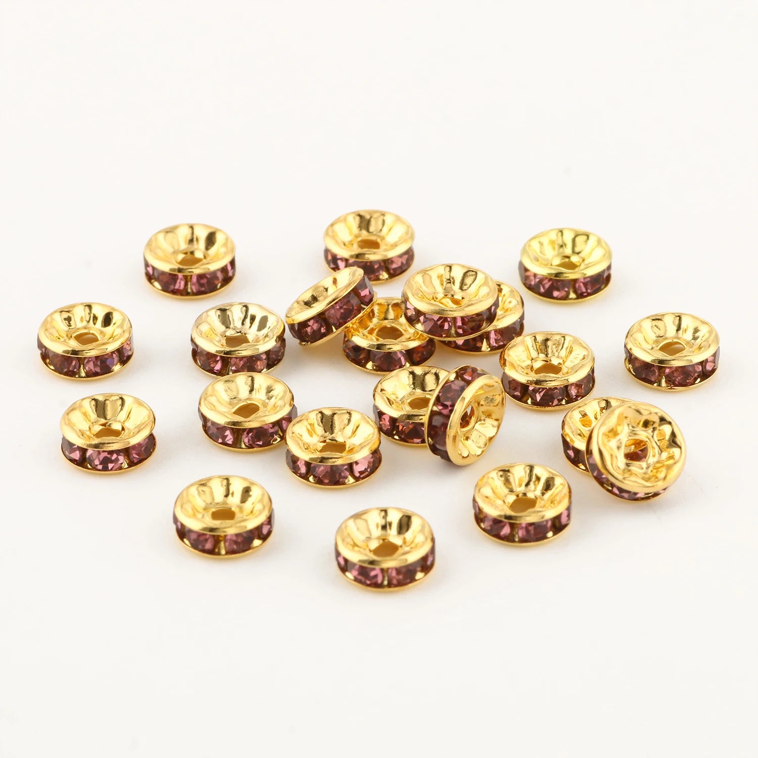 50pc/Lot 6mm 8mm 10mm AB Color  Rhinestone Ball Shape Loose Beads Metal Crystal Beads for Jewelry Making DIY Accessories