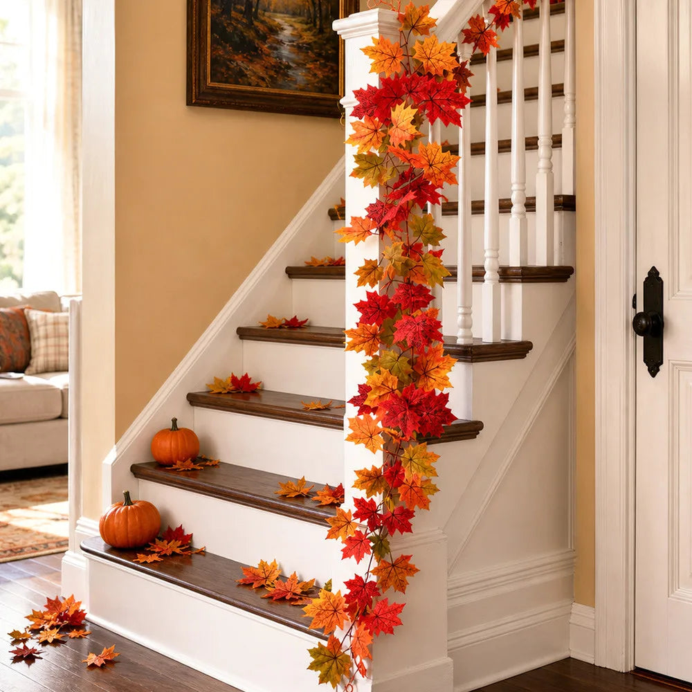 Artificial Autumn Maple Leaves Garland