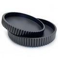 Black Fluted Edge Round Wooden Tray Set