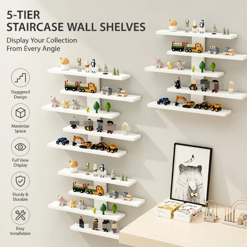 4-Piece Set of Floating Wall Racks