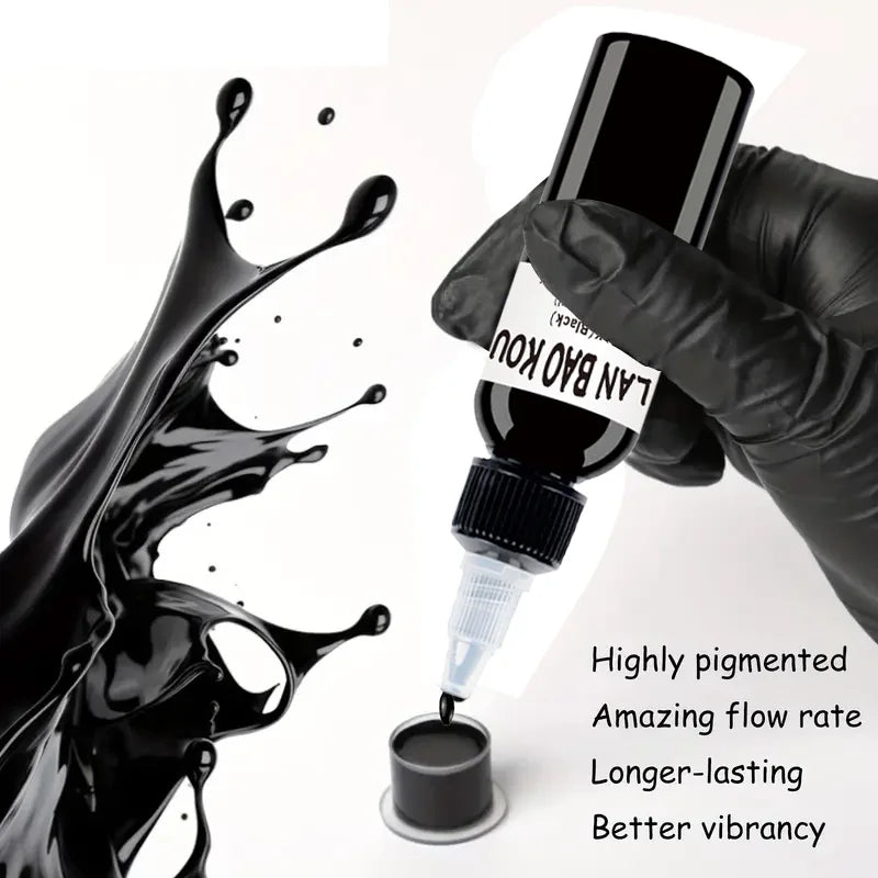 2pcs 30ml black Tattoo Ink Pigment with  BodyArt Tattoo Kits Professional Beauty Paints Makeup Tattoo Supplies Semi-permanent