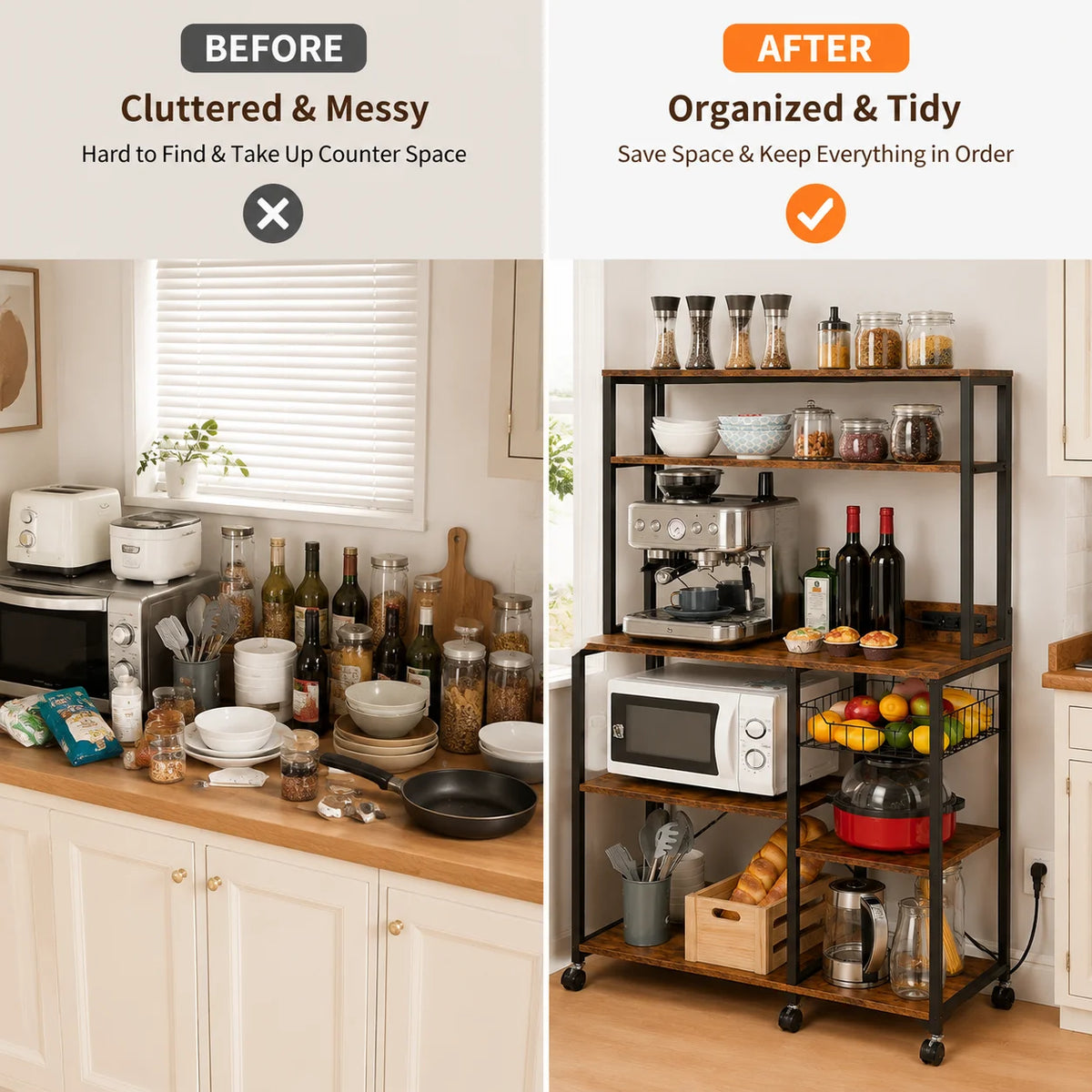 Kitchen Baker Rack with Power Outlet