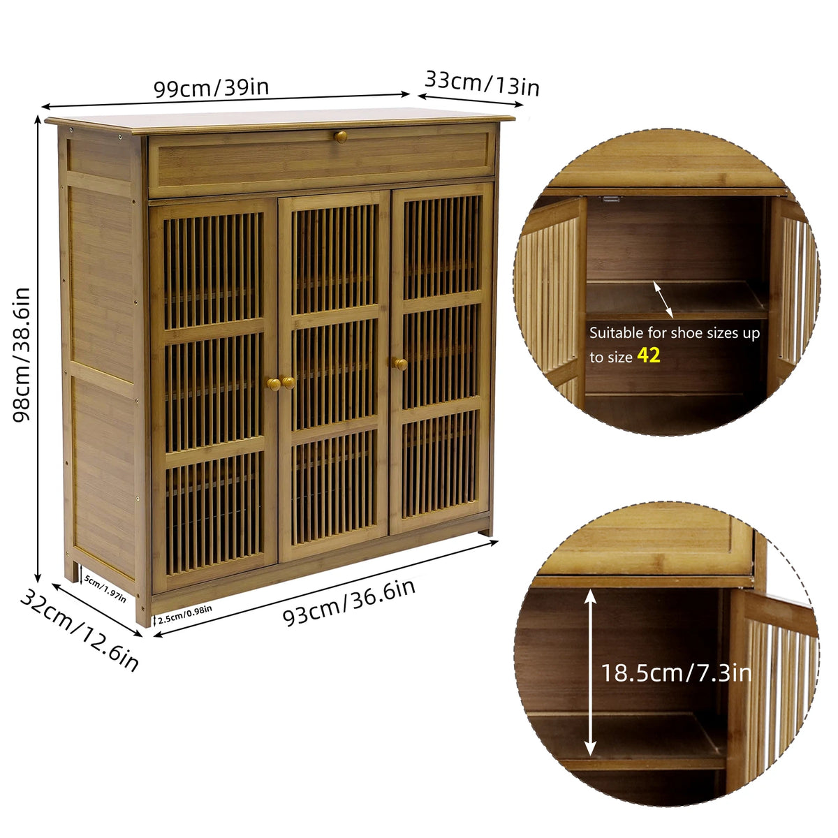 4 Tier Bamboo Shoe Storage Cabinet