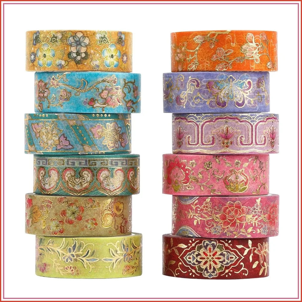 12 Rolls Vintage Washi Tape Set
