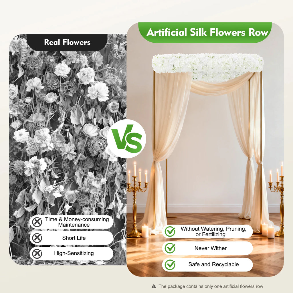 White Artificial Silk Flower Row