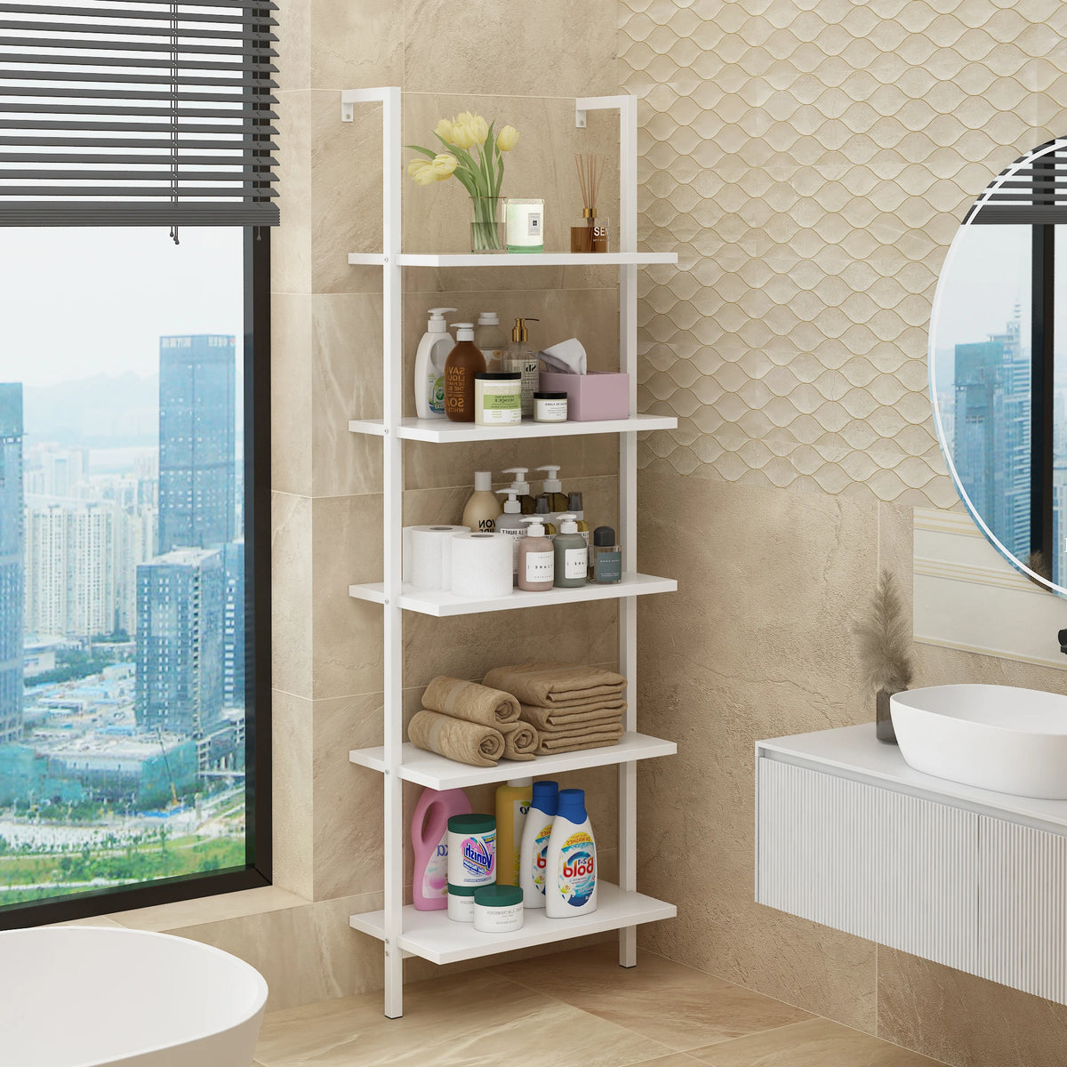 5‑Tier Ladder Wall‑Leaning Storage
