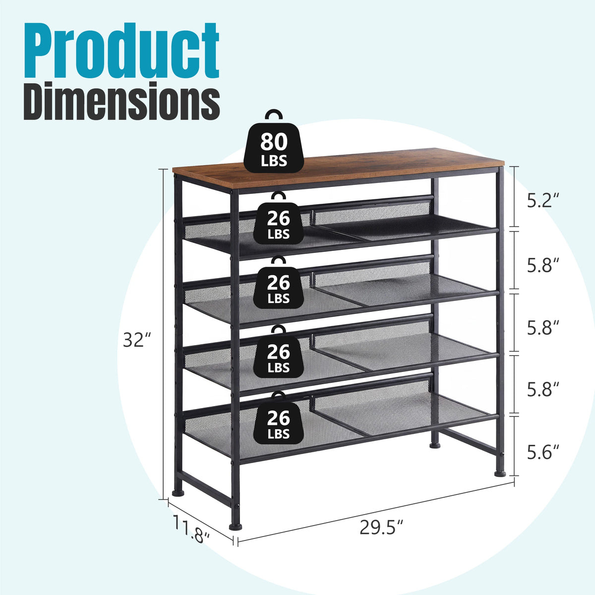 5-Tier Metal Shoe Storage Organizer