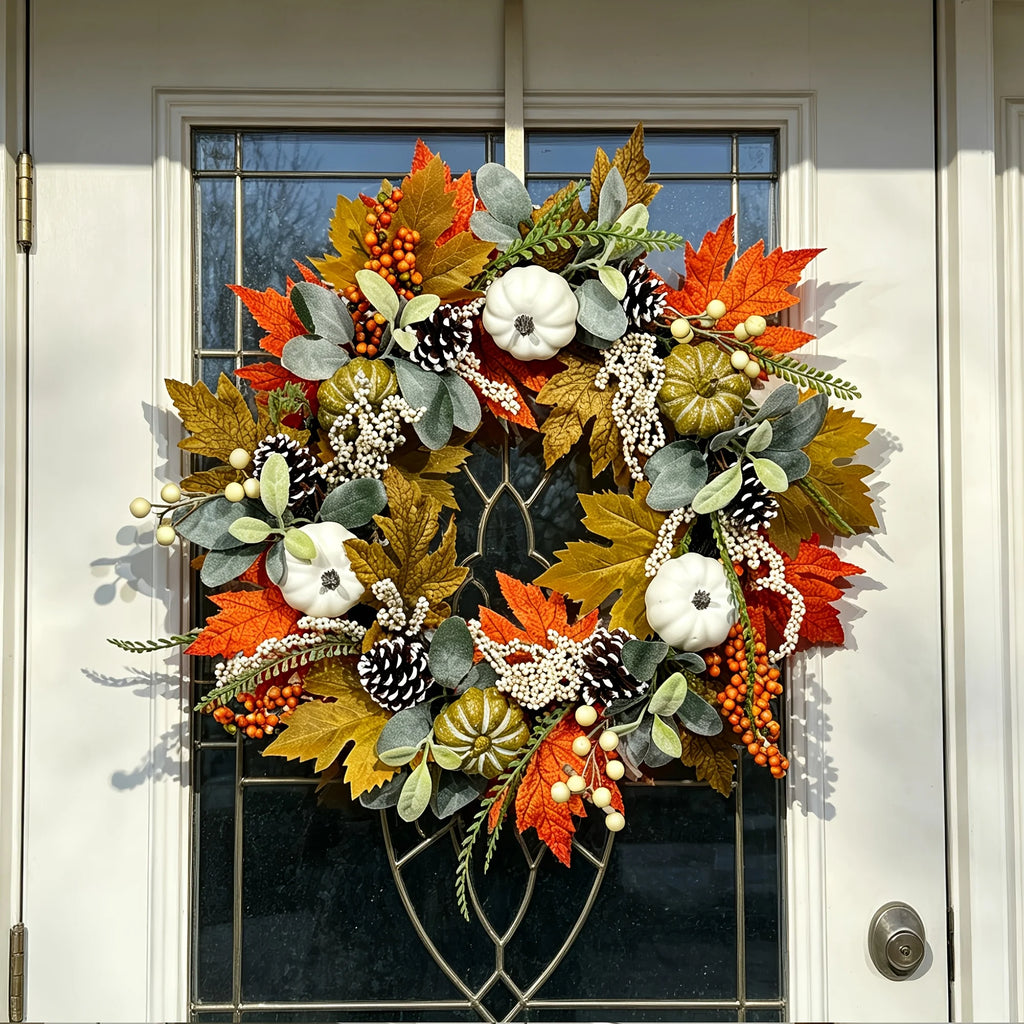 Fall Artificial Pumpkin Wreath