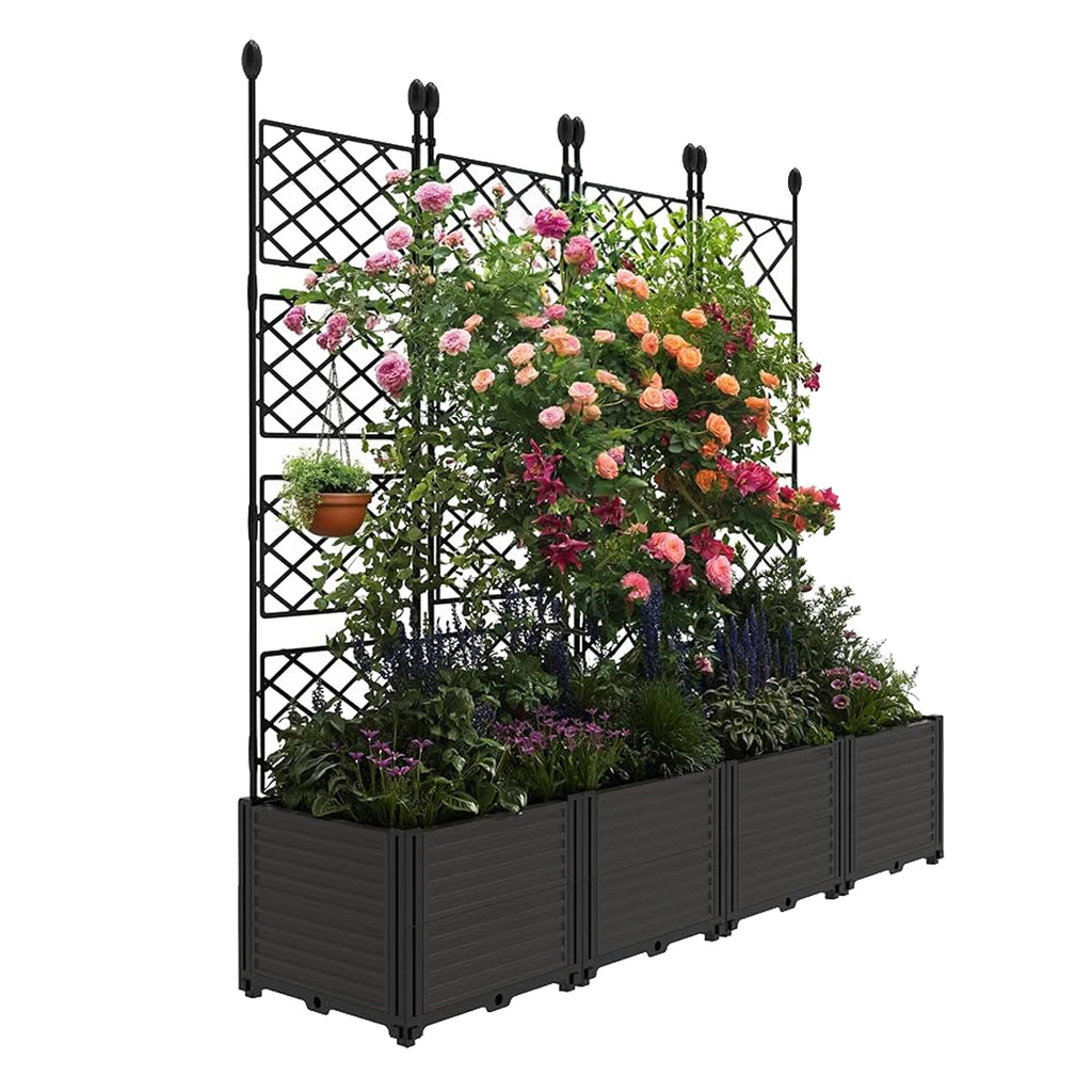 Raised Garden Bed Planter Box with Trellis
