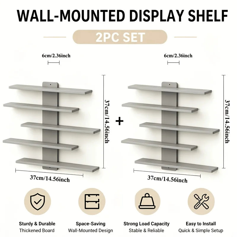 4-Piece Set of Floating Wall Racks