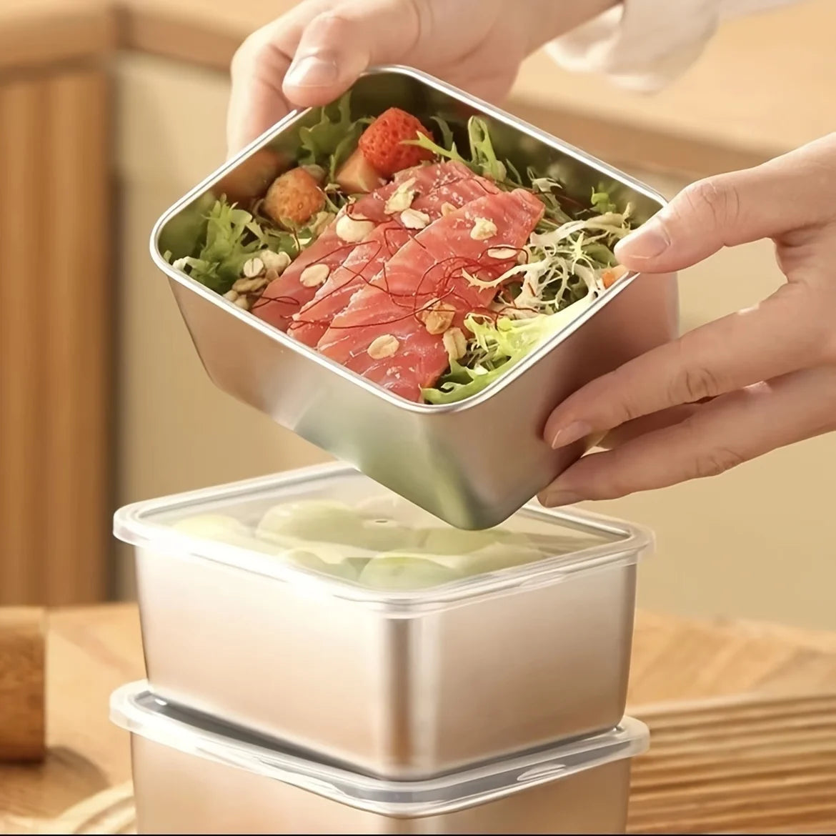 Stainless Steel Food Storage Pans  With Lids
