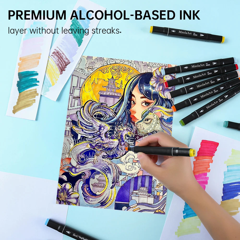 40/60/80/132/180/274 Colors Alcohol Drawing Markers Dual Tip Permanent Art Sketch Markers for Illustration School Supplied