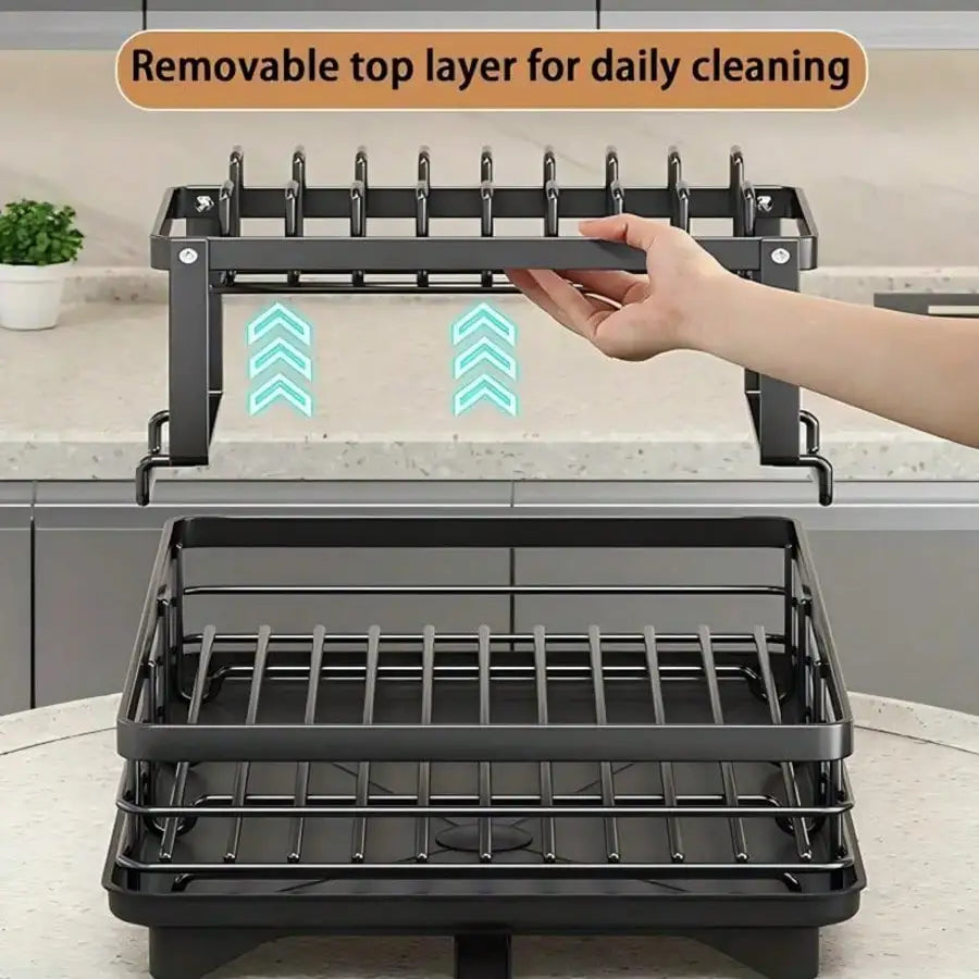 2 Tier Dish Drying Rack with Drainboard