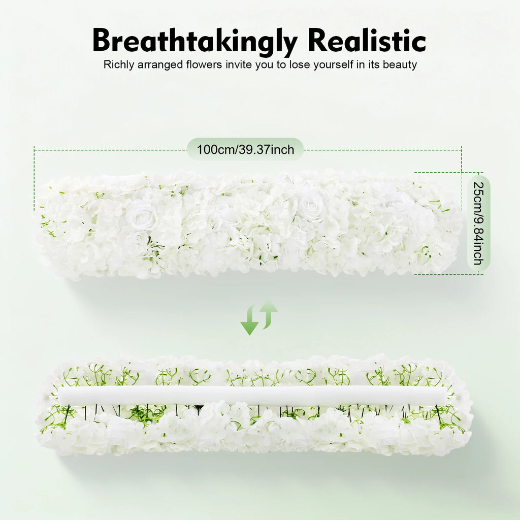 White Artificial Silk Flower Row