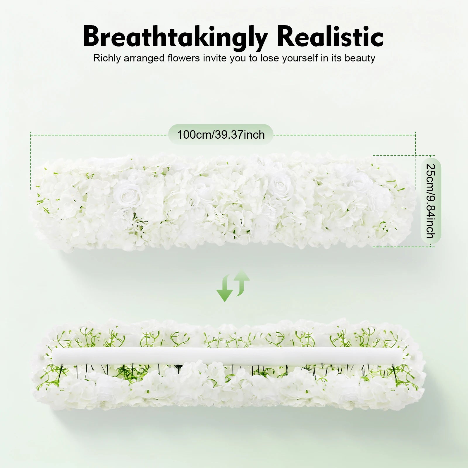 White Artificial Silk Flower Row