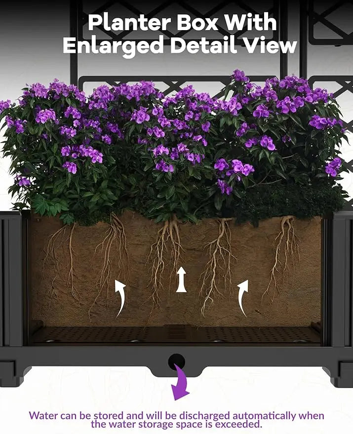 Raised Garden Bed Planter Box with Trellis