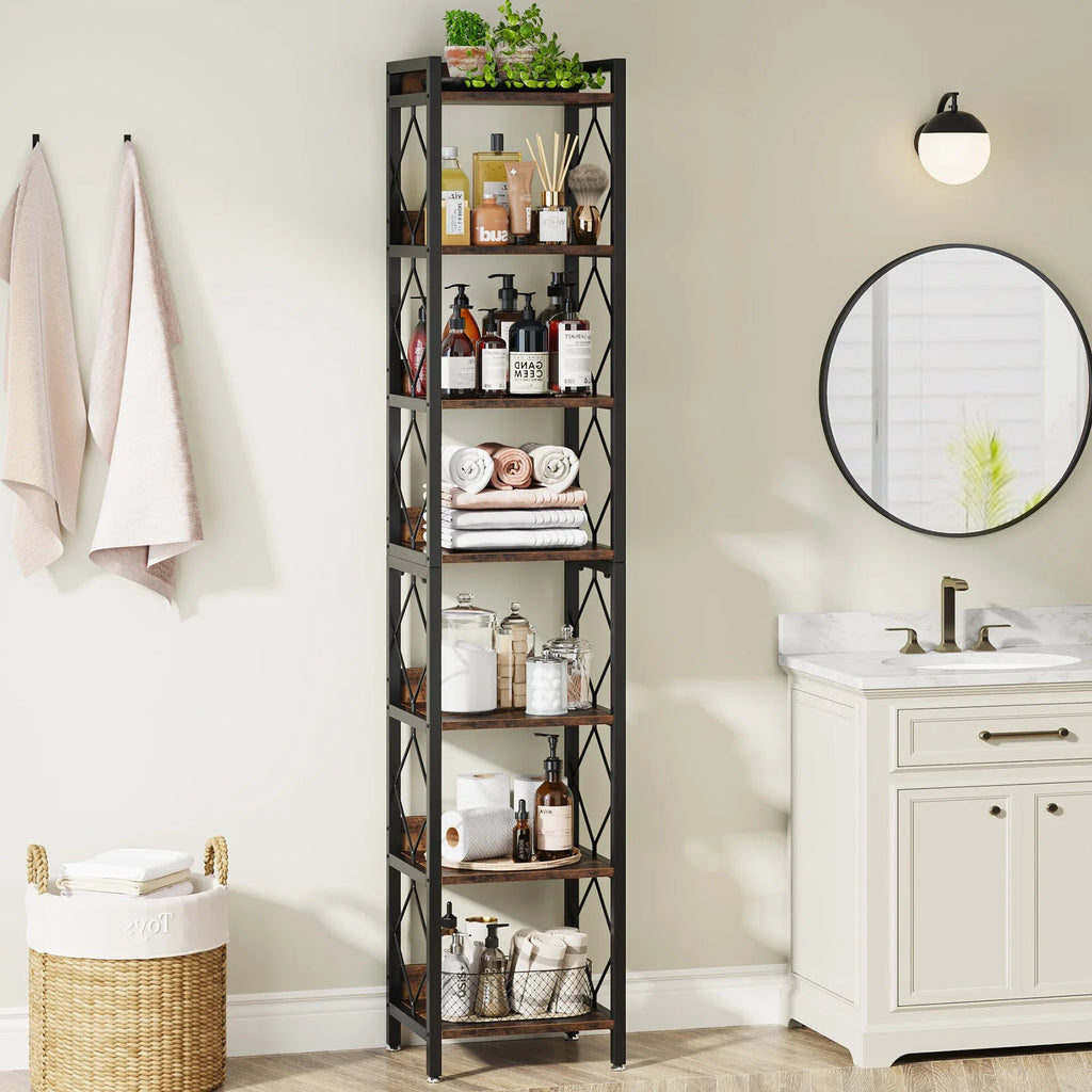 7 Tier Tall Narrow Bookshelf