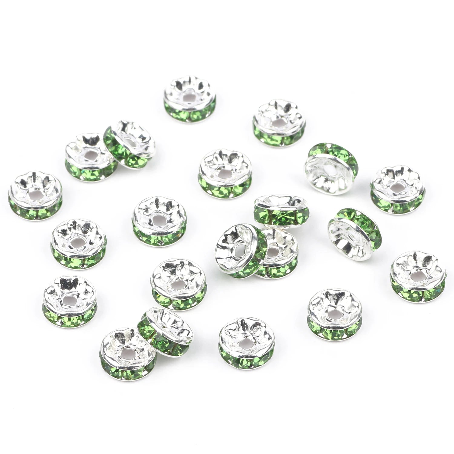50pc/Lot 6mm 8mm 10mm AB Color  Rhinestone Ball Shape Loose Beads Metal Crystal Beads for Jewelry Making DIY Accessories