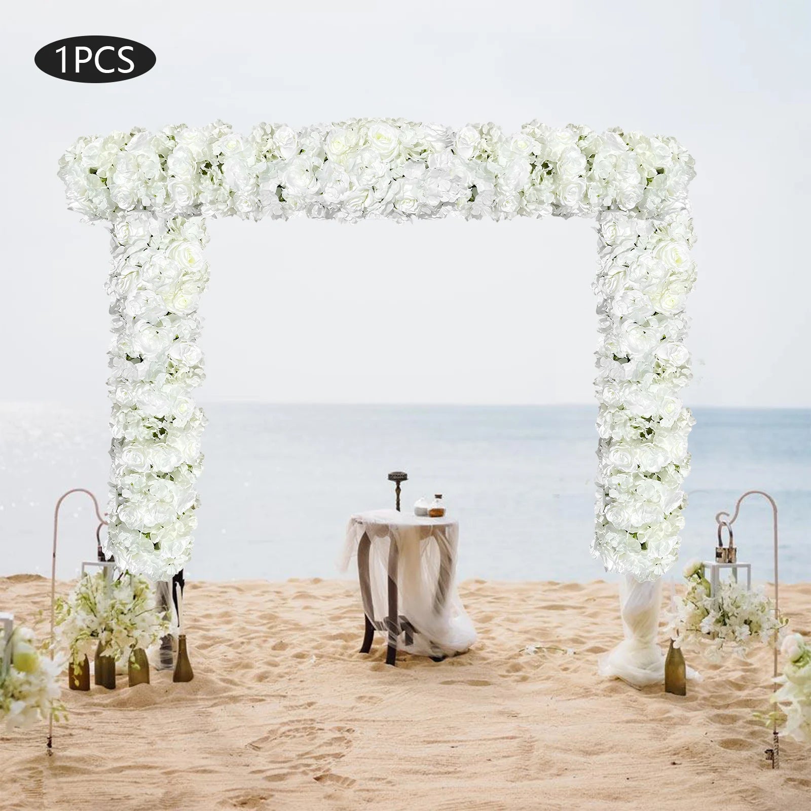 White Artificial Silk Flower Row