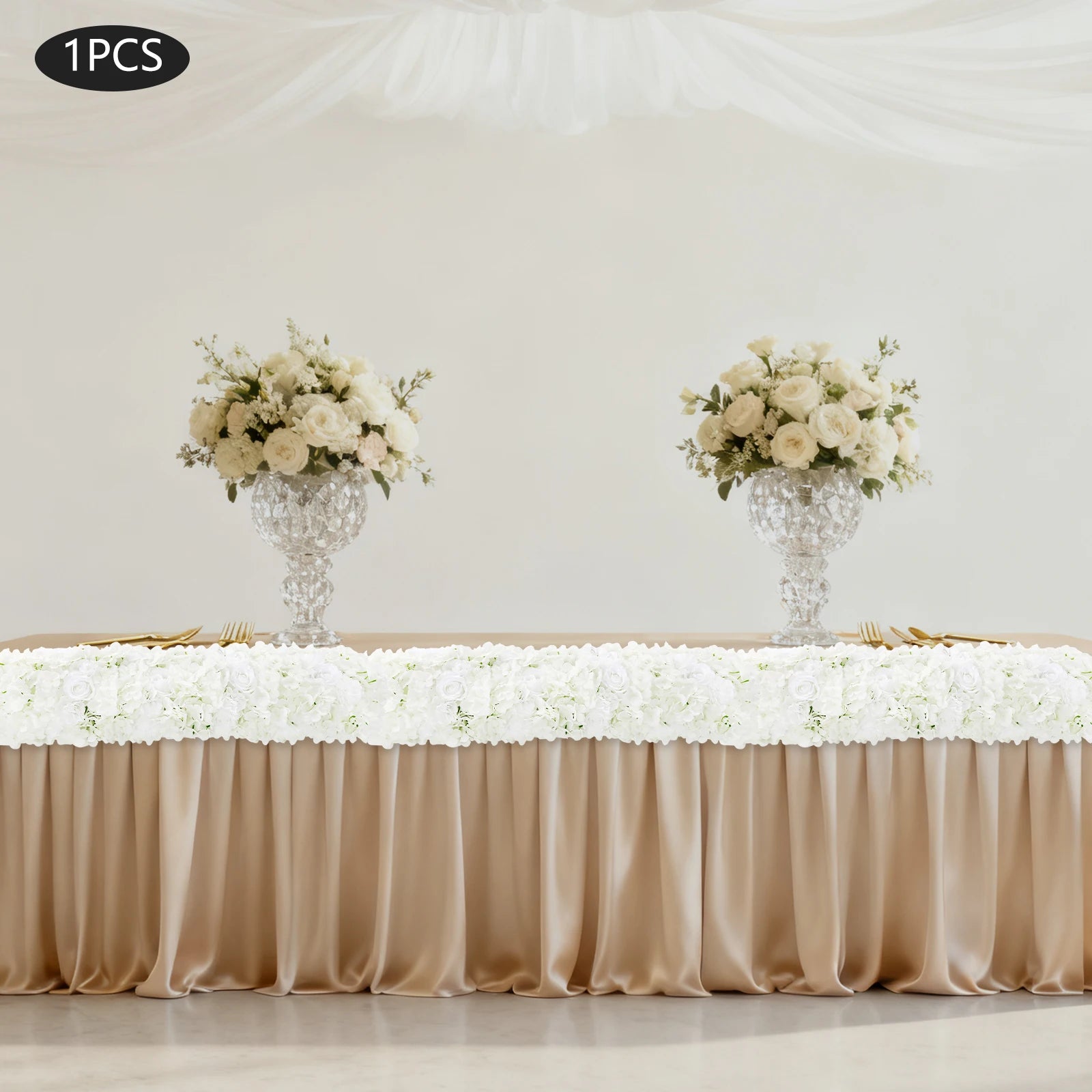 White Artificial Silk Flower Row