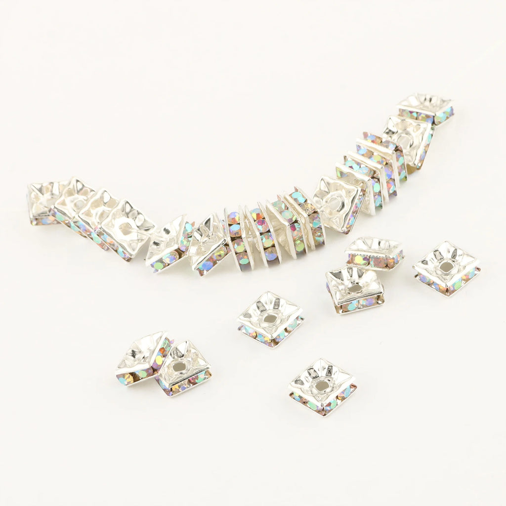 50pc/Lot 6mm 8mm 10mm AB Color  Rhinestone Ball Shape Loose Beads Metal Crystal Beads for Jewelry Making DIY Accessories