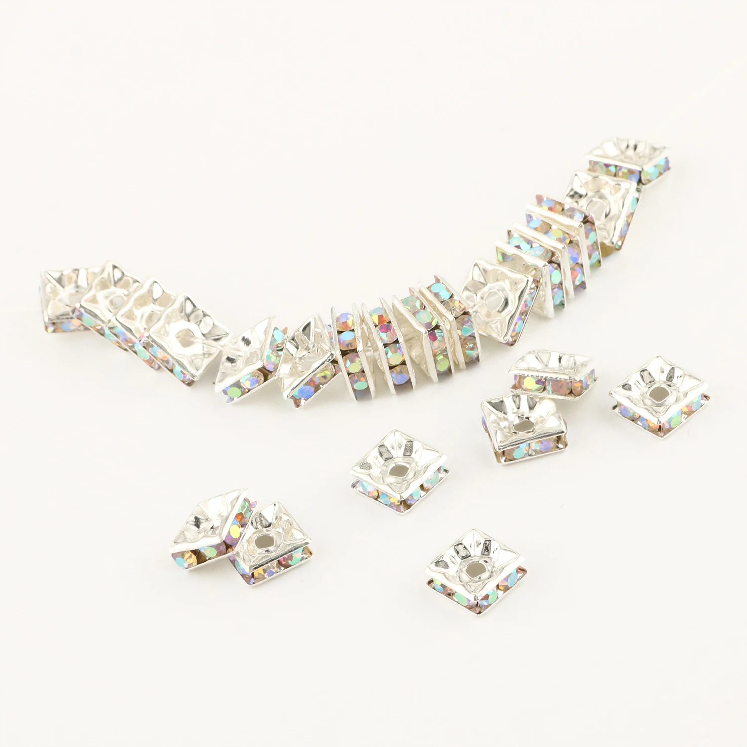 50pc/Lot 6mm 8mm 10mm AB Color  Rhinestone Ball Shape Loose Beads Metal Crystal Beads for Jewelry Making DIY Accessories