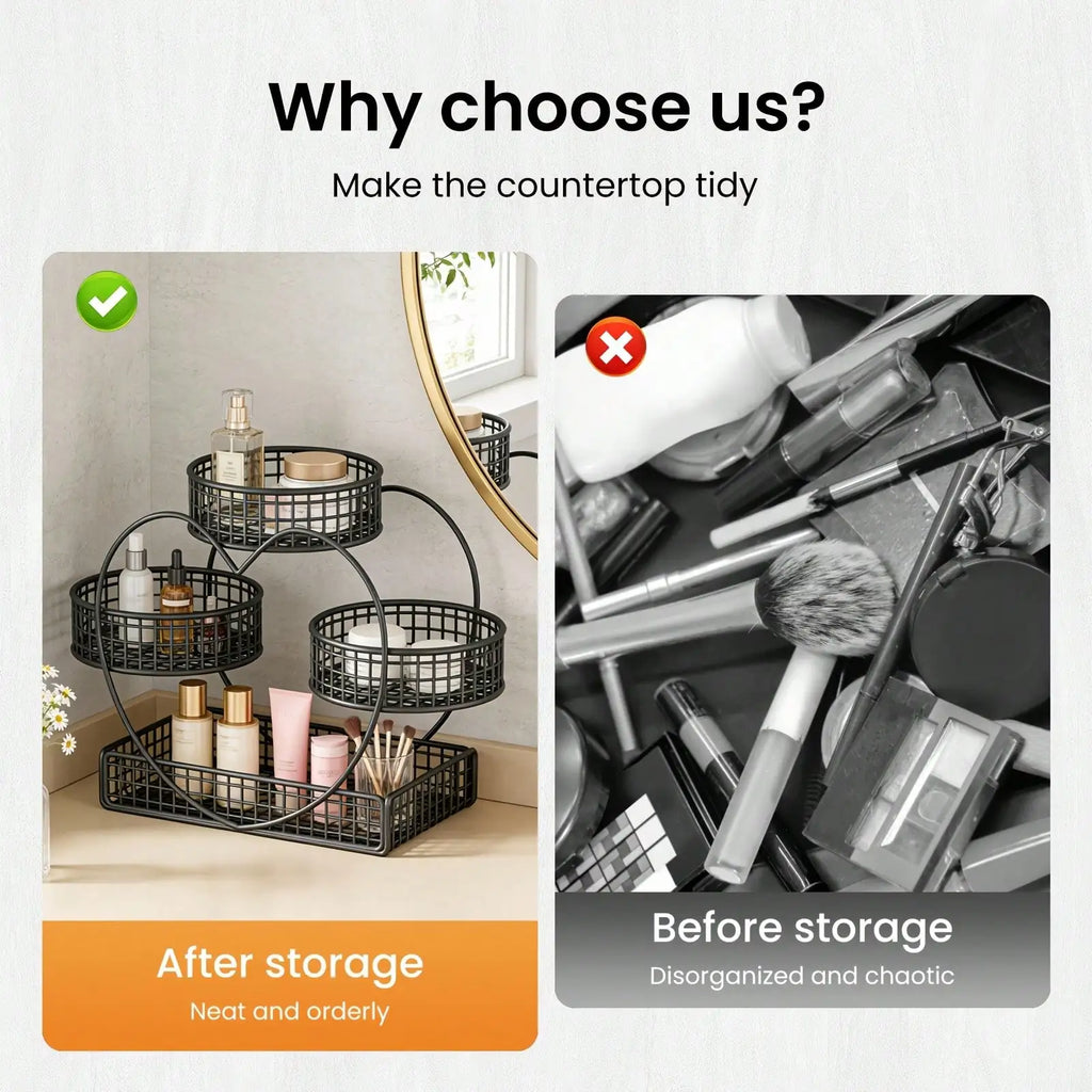 3 Tier Heart Shape Metal Makeup Organizer