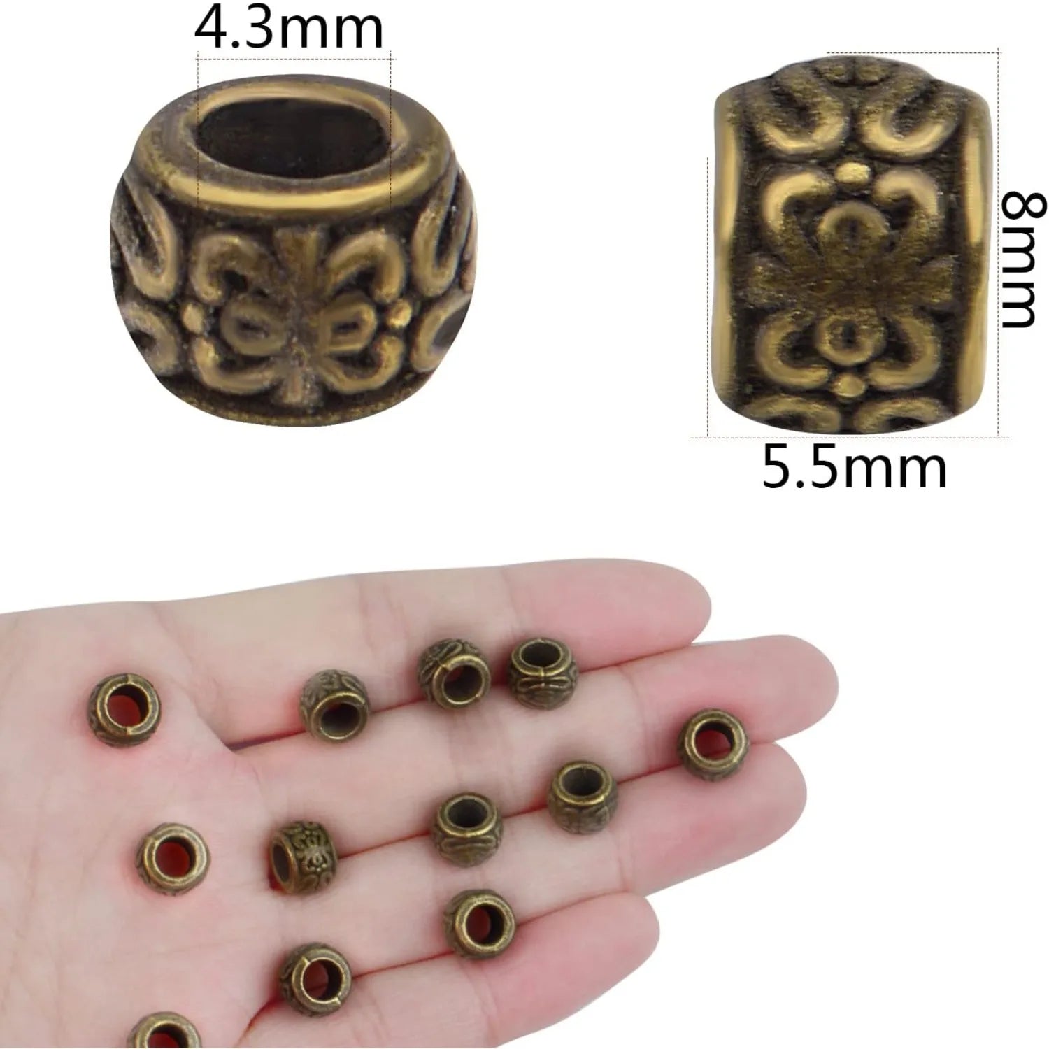 100pcs Antique Large Bronze Spacer Beads