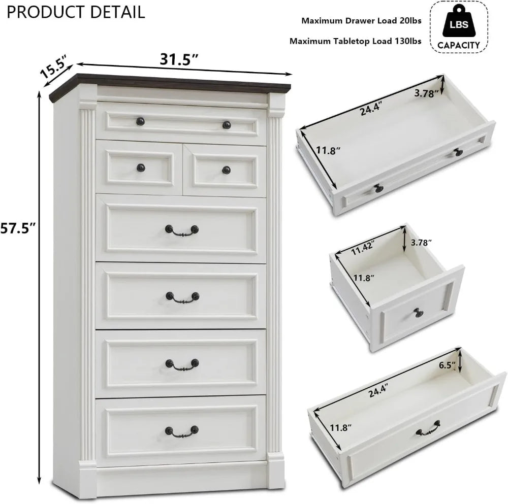 Farmhouse 7 Drawer Dresser