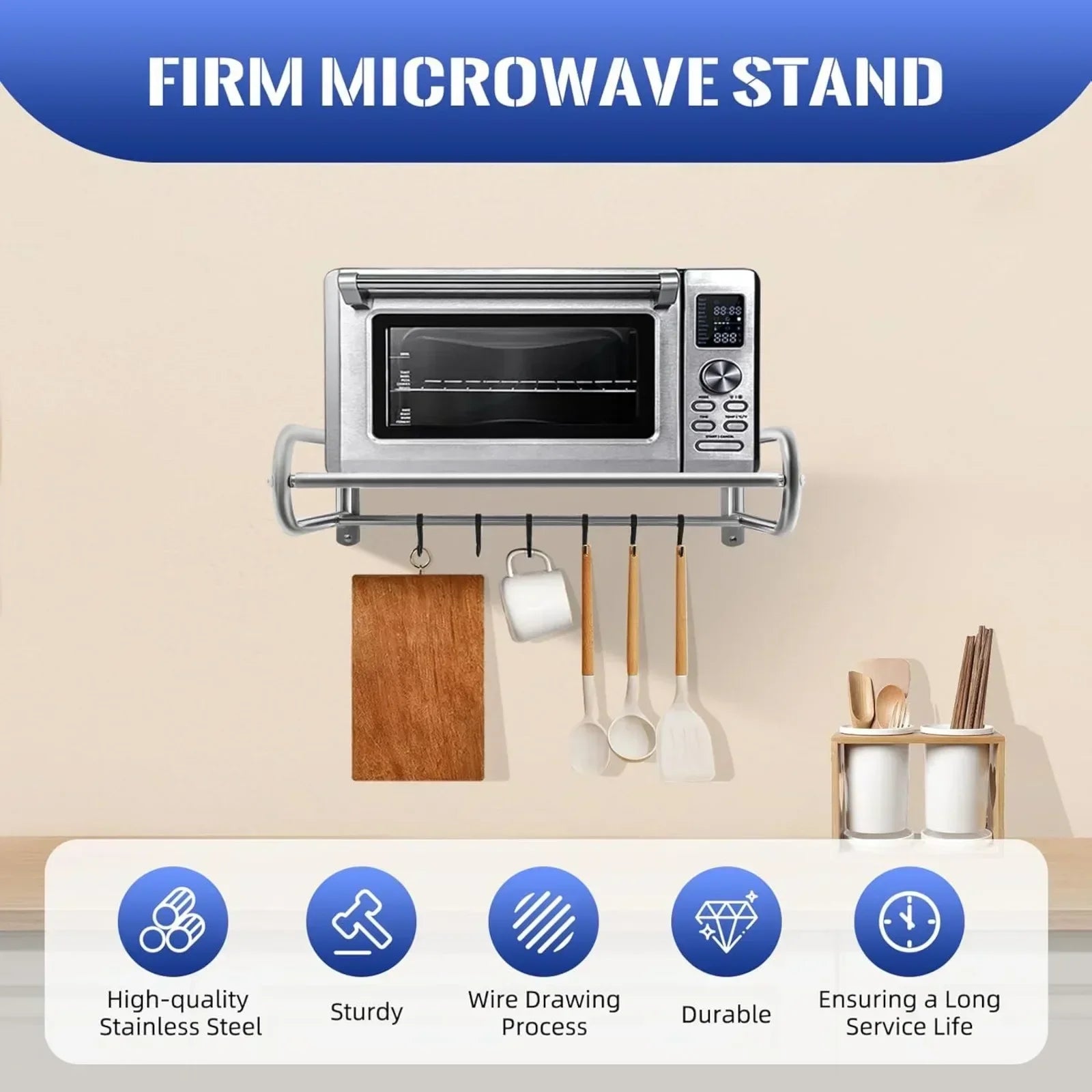Stainless Steel Wall Mount Microwave Shelf