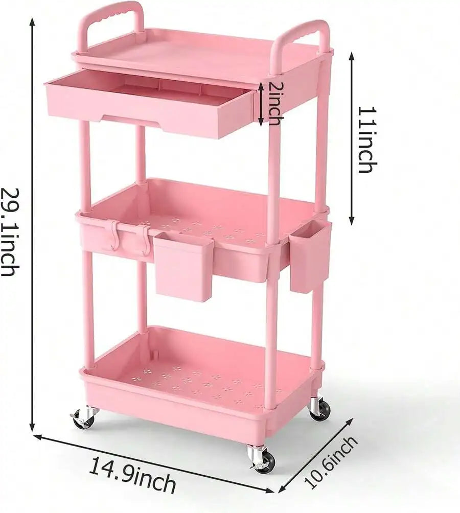 3 Tier Rolling Utility Cart Organizer