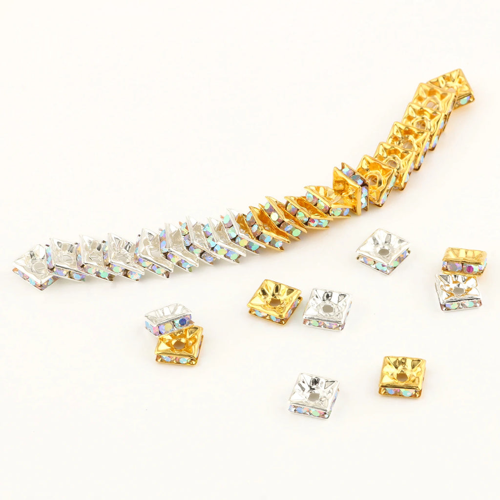 50pc/Lot 6mm 8mm 10mm AB Color  Rhinestone Ball Shape Loose Beads Metal Crystal Beads for Jewelry Making DIY Accessories