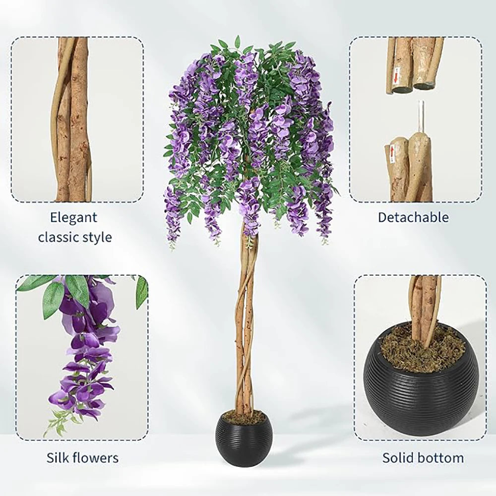 4-6ft Artificial Purple Bean Flower Tree